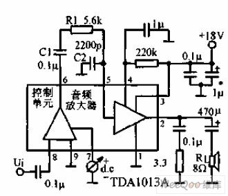 Voltage-controlled 4W audio amplifier circuit diagram