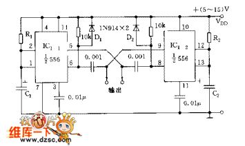 555 dual astable multivibrator circuit diagram