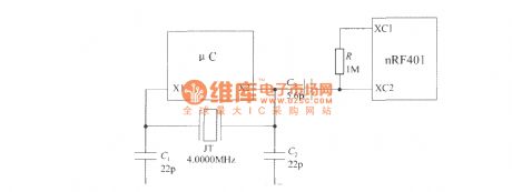 Typical application circuit of nRF401 single - chip RF transceiver