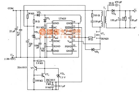 Isolated converter circuit diagram composed of LT1425