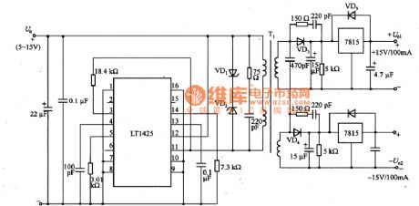 Isolated converter circuit diagram composed of LT1425