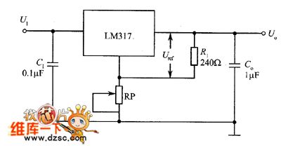 General application circuit diagram of three-terminal adjustable output regulator