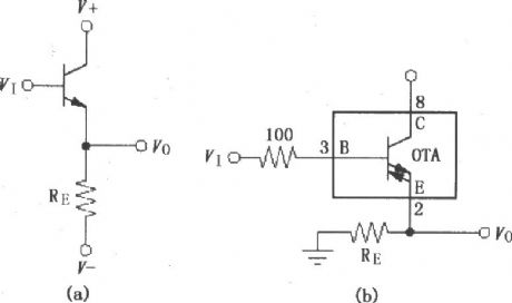 Common collector (common -C) amplifier circuit of broadband transconductance operational amplifier and buffer OPA660
