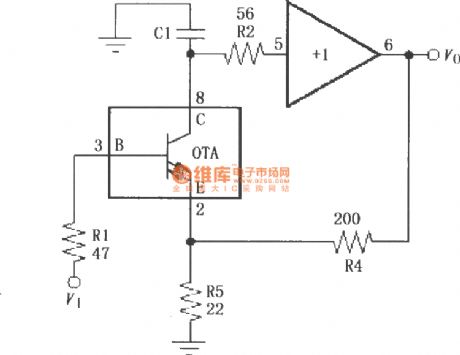 Current feedback amplifier circuit of broadband transconductance operational amplifier and buffer OPA660