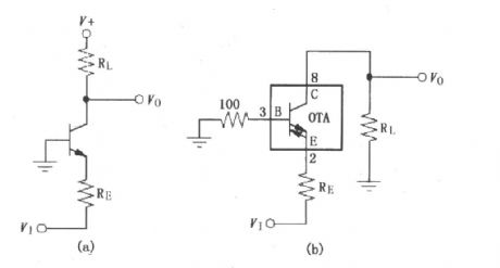 Common base (common -B) amplifier circuit of broadband transconductance operational amplifier and buffer OPA660