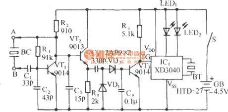 Acousto-optic detector circuit to measure the crystal
