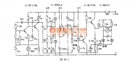 Straight district transistor A measuring instrument circuit