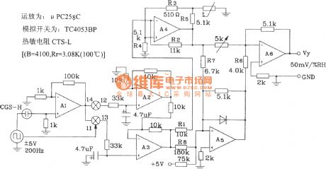 Low humidity detection circuit diagram composed of CGS ceramic humidity sensor