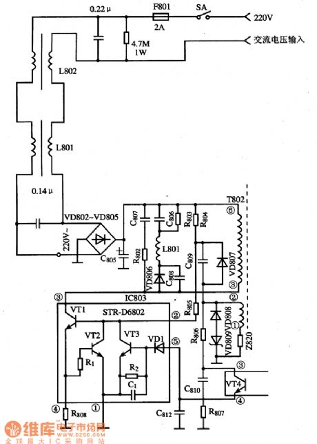 STR - D6802 switch power thick-film integrated circuit diagram