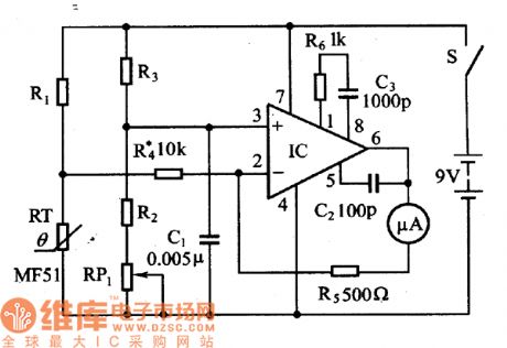 Thermistor electronic thermometer circuit diagram
