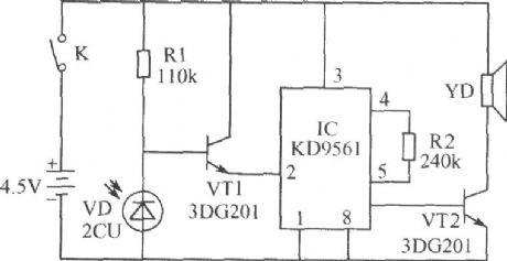Burglar alarm circuit composed of photodiode