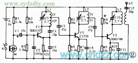 The production circuit of three-tube FM wireless microphone