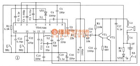 The application circuit of TDA7088 FM integrated circuit