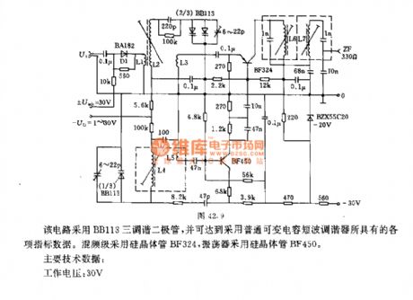 The shortwave tuner circuit with browband range in 5.8 ~ 10.5MHz