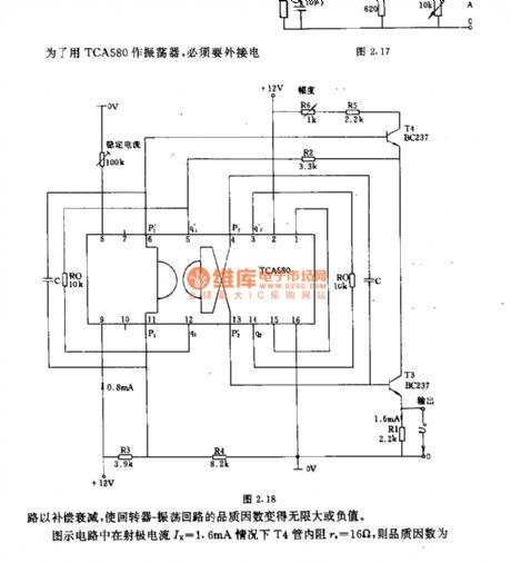 Low frequency oscillator circuit with TcA580