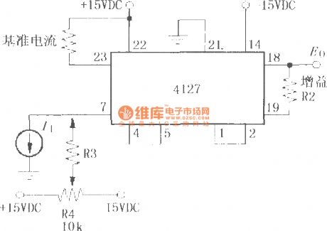 Logarithmic function-transformation circuit with negative input current I1 ( logarithmic amplifier 4127)
