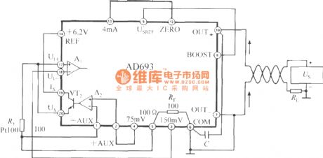 PRTD signal conditioning circuit composed of multi-functional sensor signal conditioner AD693