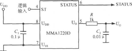 The accelerometer circuit with monolithic acceleration sensor MMA1220D