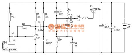 1000 m single-tube oscillation (C8050) FM transmitter circuit
