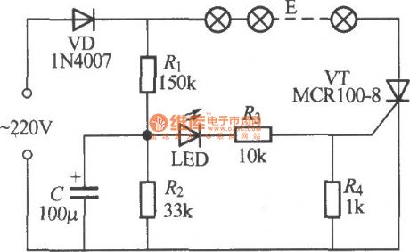 Single-way flashing light string circuit (2)
