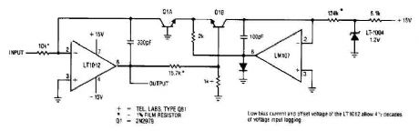 Simple logarithmic amplifier circuit