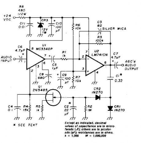 Auto gain control op-amp circuit