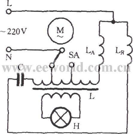 Single-phase motor reactor tap speed adjusting circuit