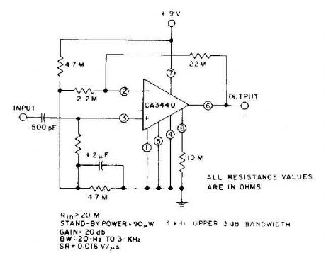 High input impedance amplifier CA3440