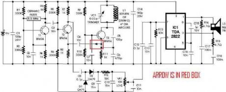 Metal Detector circuit with TDA2822