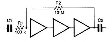 CMOS inverters linear amplifier circuit