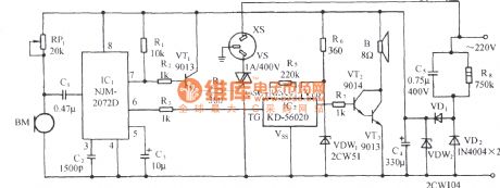 Voice-activated music outlet circuit 2 using NJM2072D