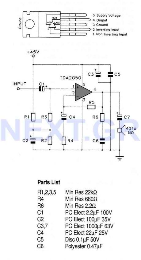TDA2050V HiFi amplifier