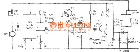 Voice-activated music outlet circuit using NJM2072D