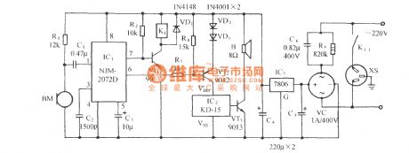 Voice-activated music outlet circuit 1 using NJM2072D