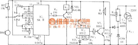 Voice-activated music outlet circuit using SK-Ⅱ