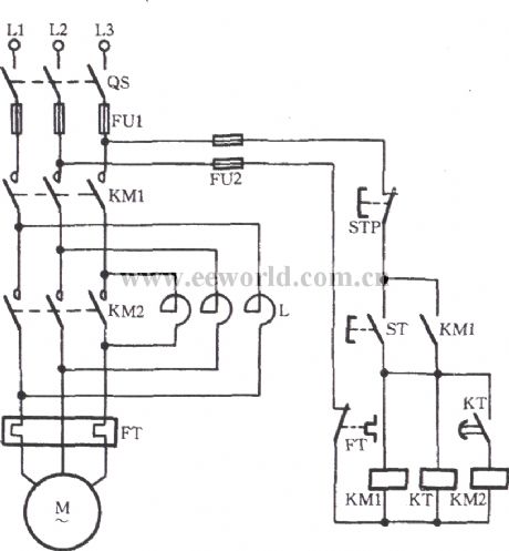 Automatic series reactance starting three-phase motor 1