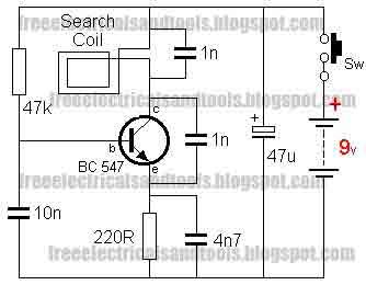 Single transistor Metal Detector circuit