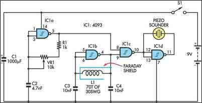 BFO metal Detector Circuit with IC 4093