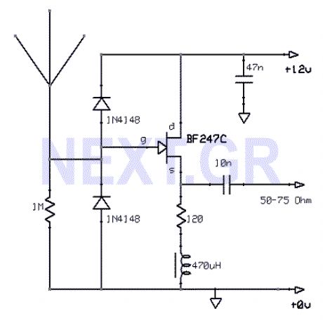 Active Antenna Circuit for 10KHz to 100MHz