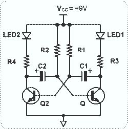 Astable Multivibrator with 2 Transistors