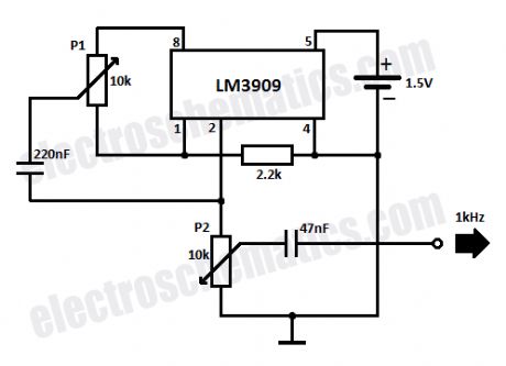 1KHz square wave generator circuit