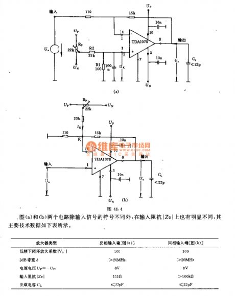 The broadband amplifier circuit with 600v/us conversion speed