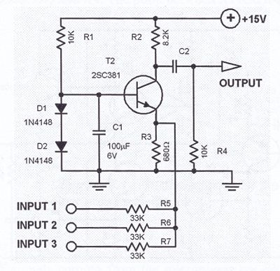 Audio Mixer with one transistor