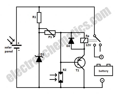 Solar panel to battery switch circuit