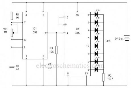 LED Chaser circuit - LED_and_Light_Circuit - Circuit Diagram - SeekIC.com