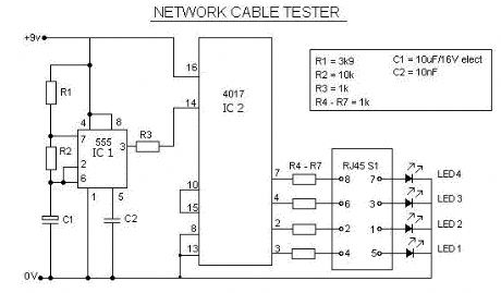 Network RJ45 Cable Tester circuit