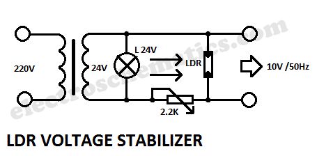 Voltage Stabilizer circuit with LDR (photoresistor)
