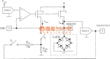 The bridge excitation circuit of digital pressure signal conditioner MAX1458