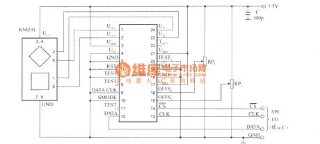 The typical application circuit of digital output - angle sensor signal conditioner UZZ9001