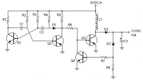 6v to 12v converter circuits